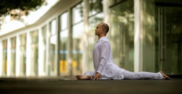 a man doing a yoga