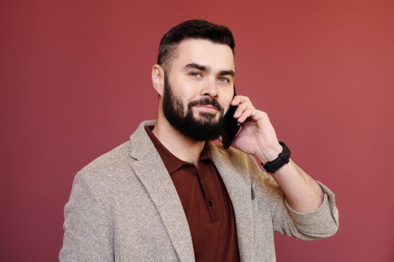 a businessman on a phone call