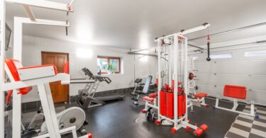 home gym with equipment in basement