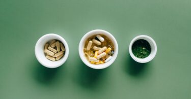 white ceramic bowls with supplements